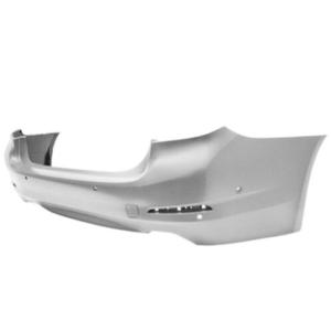 paraurti posteriore con primer con tappo copri gancio traino con fori pdc e fori park assist supporti con scarico singolo grande a destra e sinistra mod 4 porte bmw 5 series g30 g31 2016 2020 bm0521080