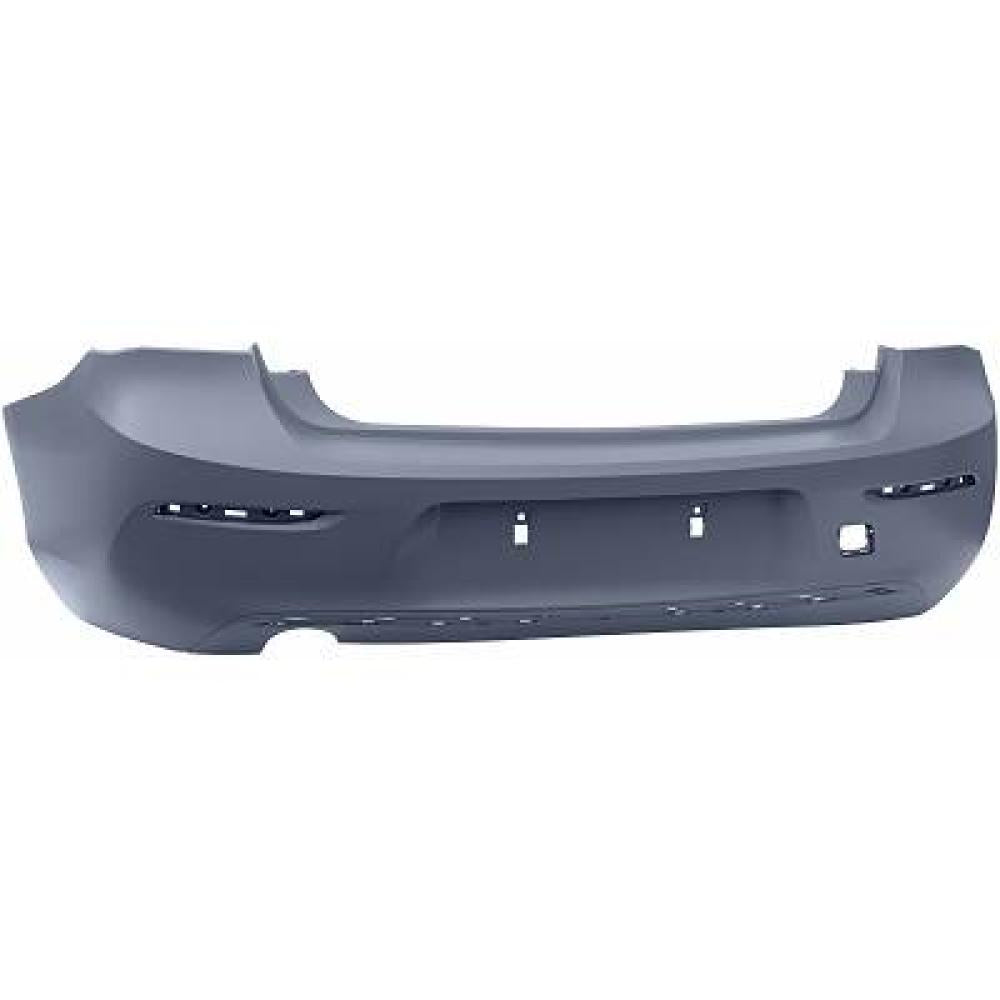 paraurti posteriore con primer con scarico singolo a sinistra con tracce pdc e foro telecamera con fori modanatura mod urban line sport line bmw 1 series f20 f21 lci 2015 2019 51127429773