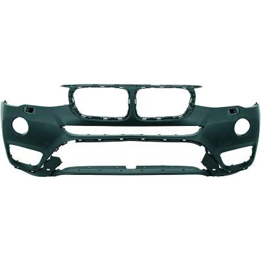 paraurti anteriore con primer con sede fendi led con fori lavafari con traccia telecamera e tracce park assist bmw x3 f25 lci 2014 2017 51117389897