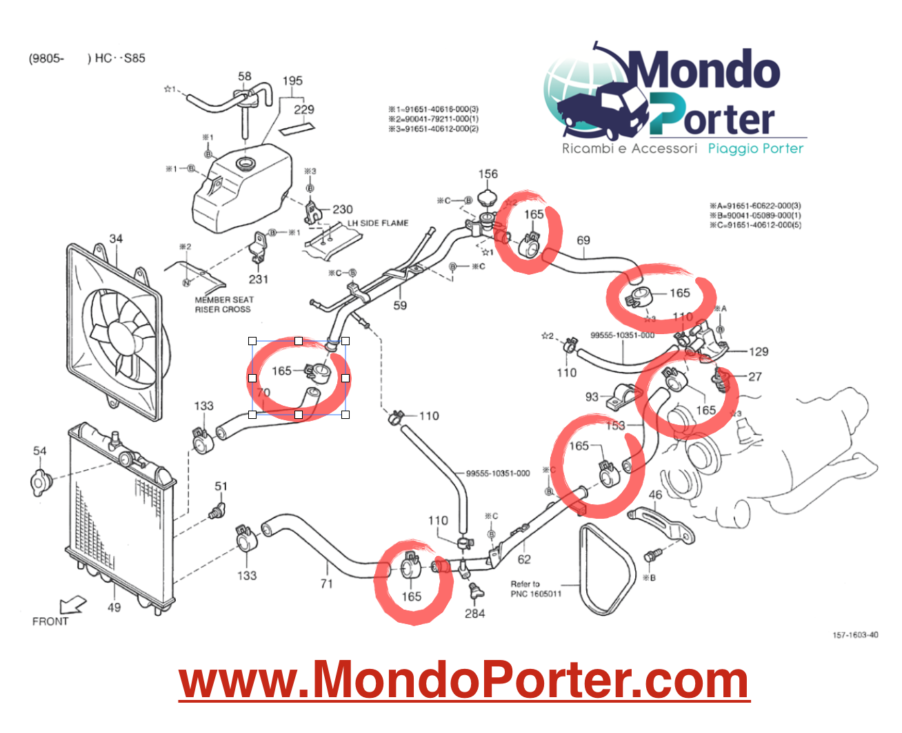 Fascetta Manicotti Piaggio Porter 9004467333000 - Mondo Porter