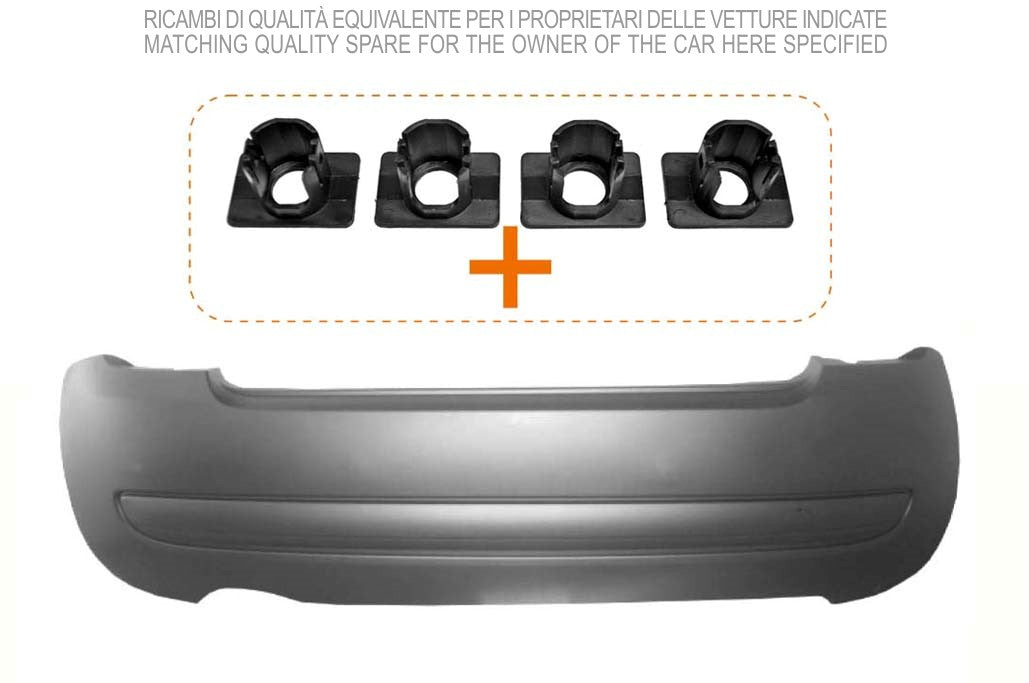 paraurti posteriore con primer con fori modanatura fiat 500 2007 2015 ft0301071