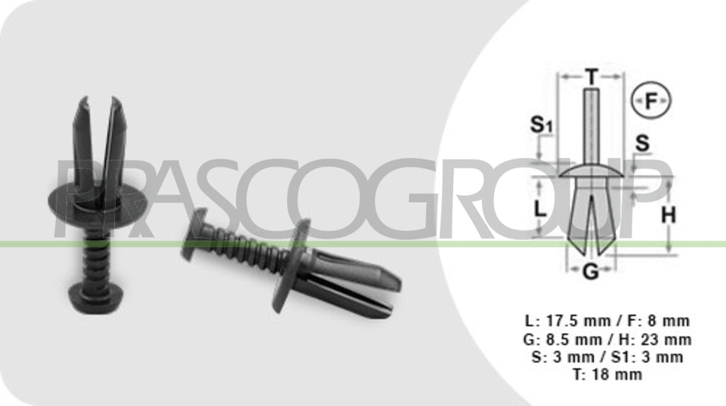 rivetti plastica 4 pezzi lunghezza 17 5 mm larghezza 3 mm testa 18 mm foro 8 mm alfa romeo giulietta 2010 2016 ft124cl02