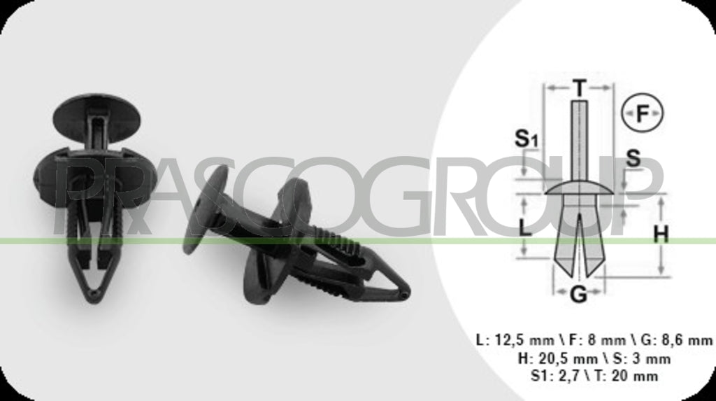 rivetti plastica 6 pezzi lunghezza 12 5 mm larghezza 3 mm testa 20 mm foro 8 mm alfa romeo giulia 2015 2023 ft124cl06
