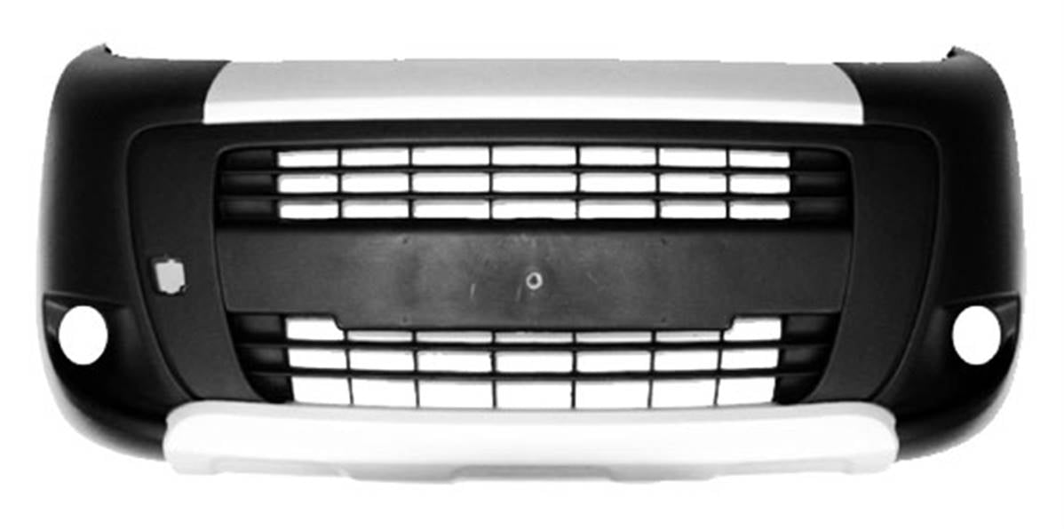paraurti anteriore nero con sede fendi con fascia superiore e fascia inferiore argentata mod adventure fiat qubo 2008 2016 ft8601041