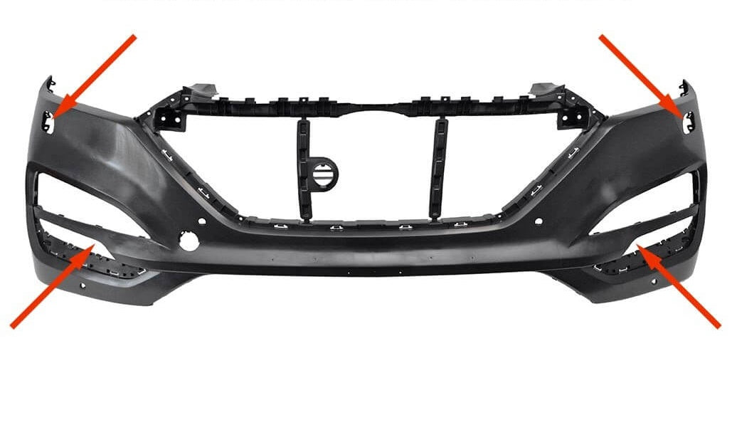 paraurti anteriore con primer con fori lavafari con tracce pdc e park assist con sede luci diurne hyundai tucson 2015 2018 hn8061031