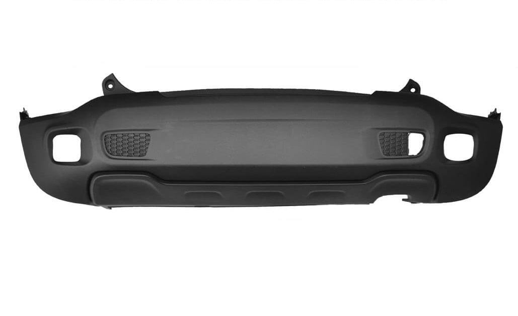 paraurti posteriore nero goffrato con tappo copri gancio con tracce pdc mod longitude jeep renegade 2018 je1001051