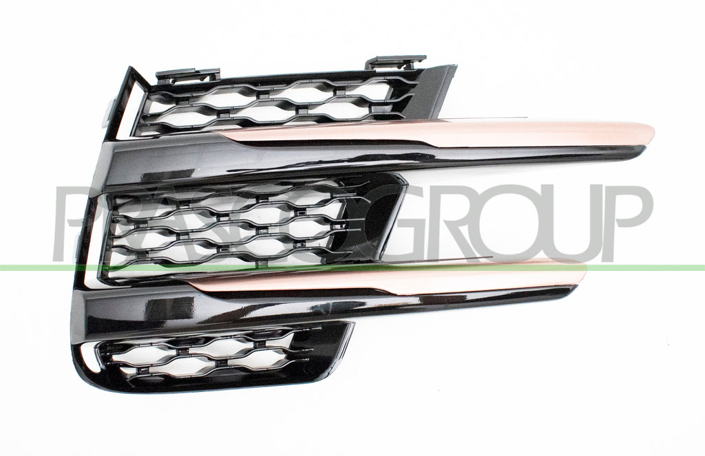 griglia destra paraurti anteriore inferiore nera lucida con modanatura bronzo cromata mod r dynamic land rover range rover velar 2017 lr7502123