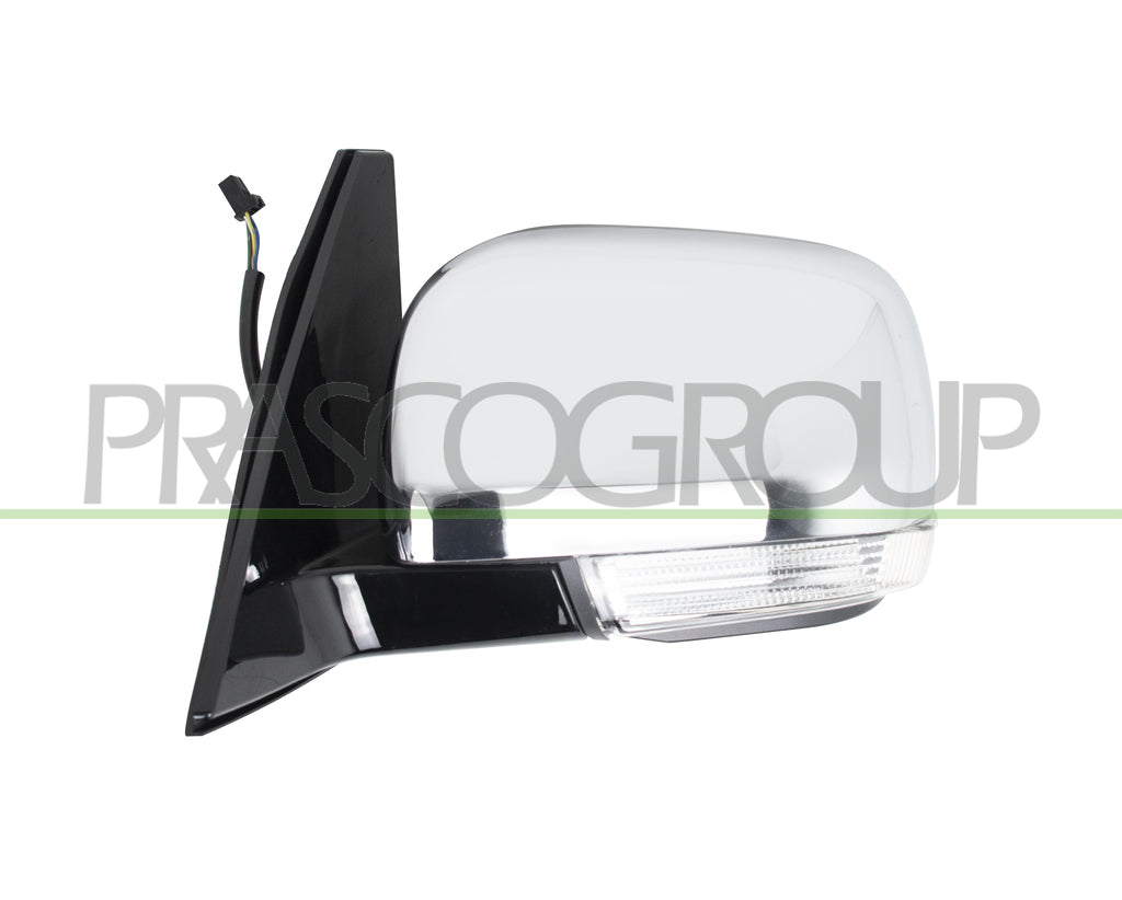 retrovisore sinistro elettrico nero con fanale convesso con calotta cromata 5 pins mitsubishi pajero 2007 2015 mb1627106