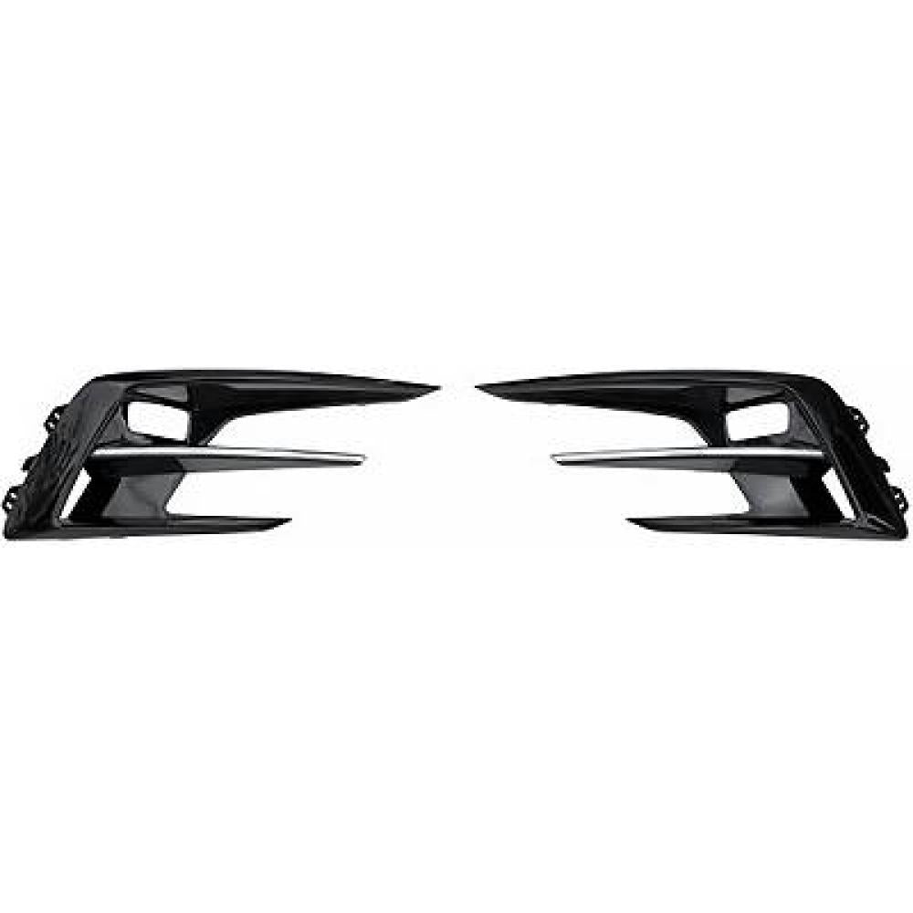 kit griglie paraurti anteriore nere lucide con sede fendi con modanatura cromata destra sinistra renault megane 2020 2024 rn4332135