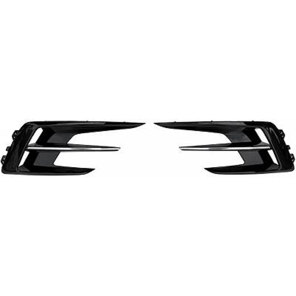 kit griglie paraurti anteriore nere lucide senza sede fendi con modanatura cromata destra sinistra renault megane 2020 2024 rn4332145
