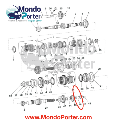 Boccola Cambio Piaggio Porter Multitech B010454 - Mondo Porter