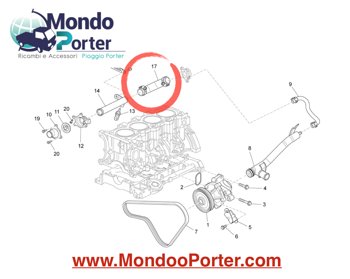 Manicotto Ritorno Acqua Piaggio Porter  B010191 - Mondo Porter