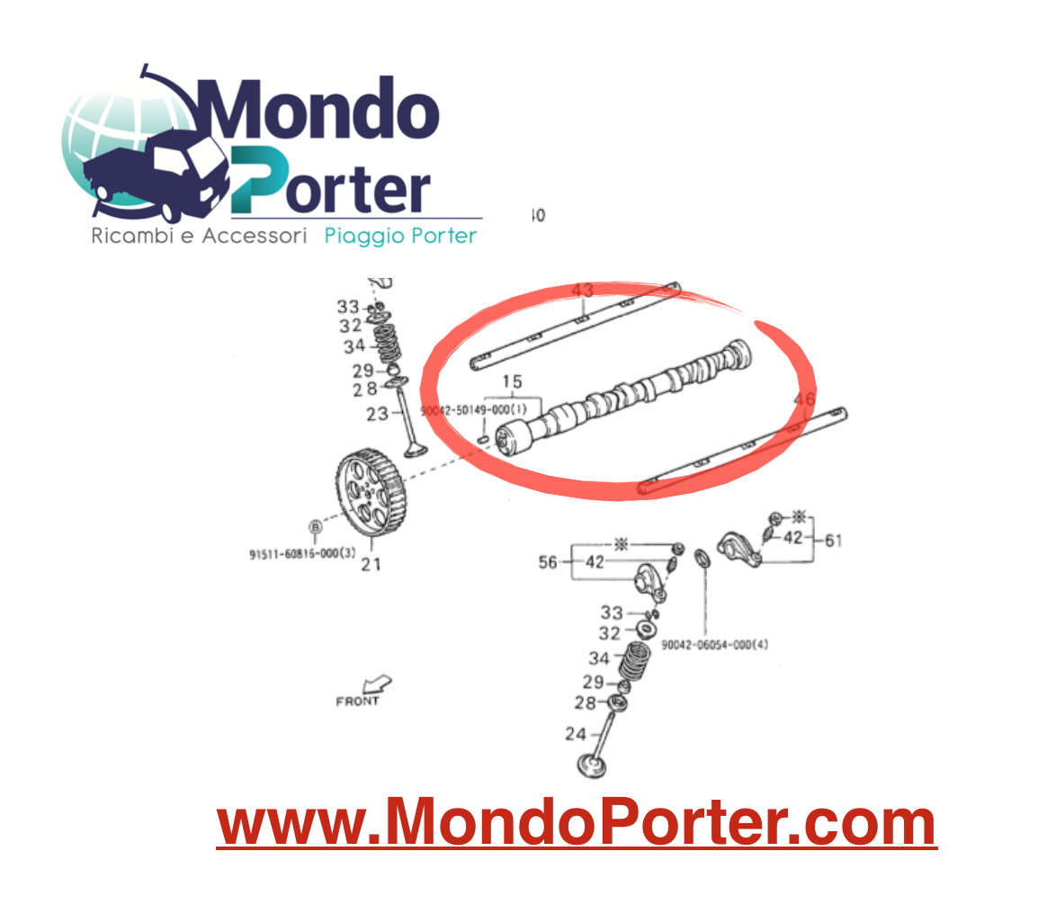 Albero a Camme Piaggio Porter 1.3 Benzina 16 Valvole 1350187107000 - Mondo Porter