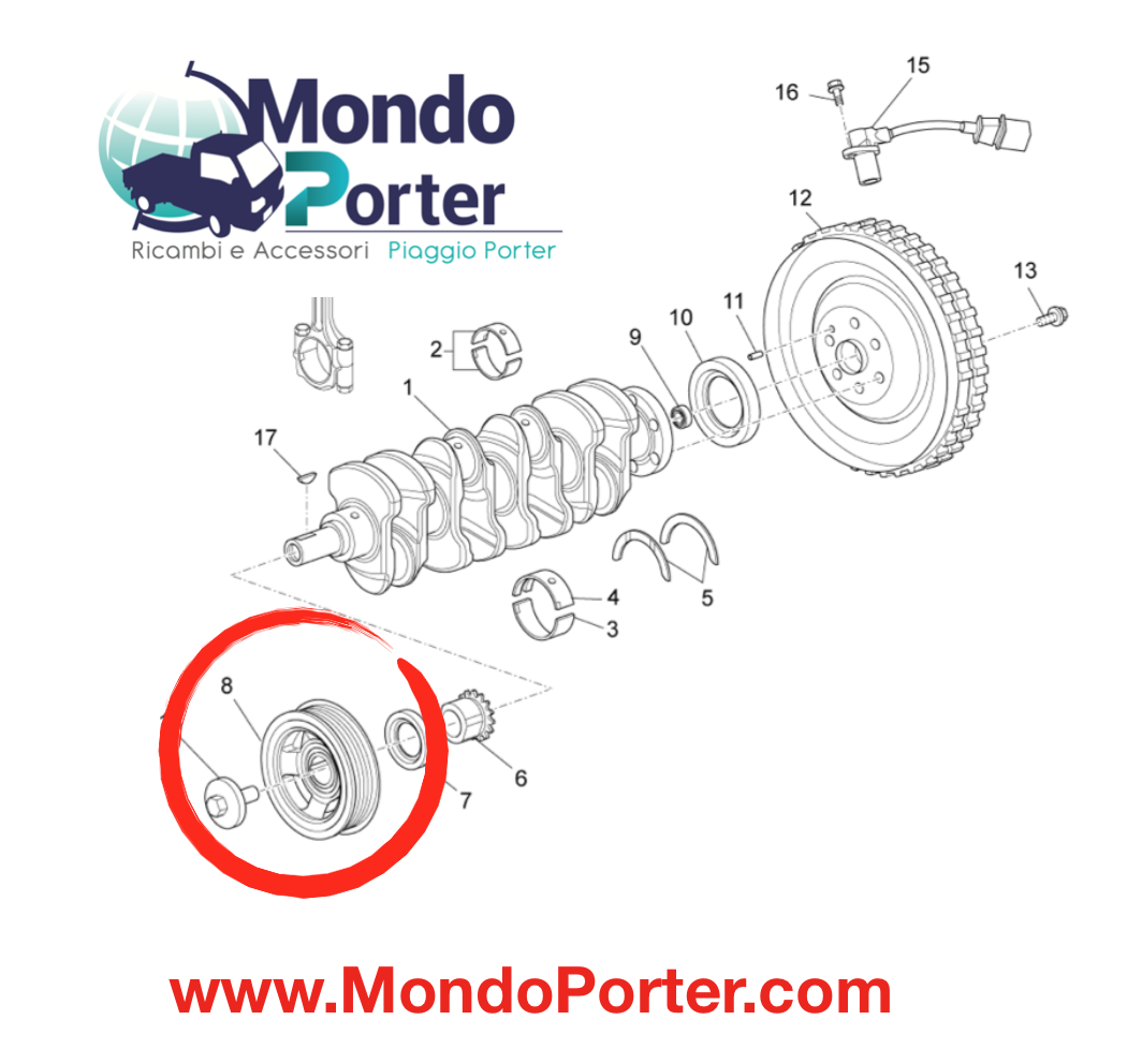 Puleggia Albero motore Piaggio porter B010046 - Mondo Porter