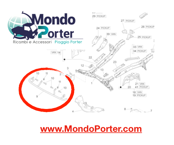 Staffa Supporto Radiatore Piaggio Porter - Mondo Porter