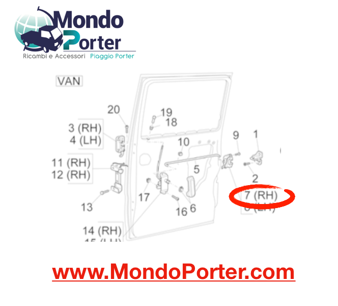 Serratura Destra Portellone Piaggio Porter Van - Mondo Porter