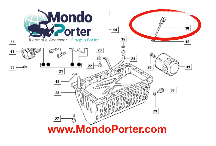 Asta Livello Olio Piaggio Porter Diesel Lombardini - Mondo Porter