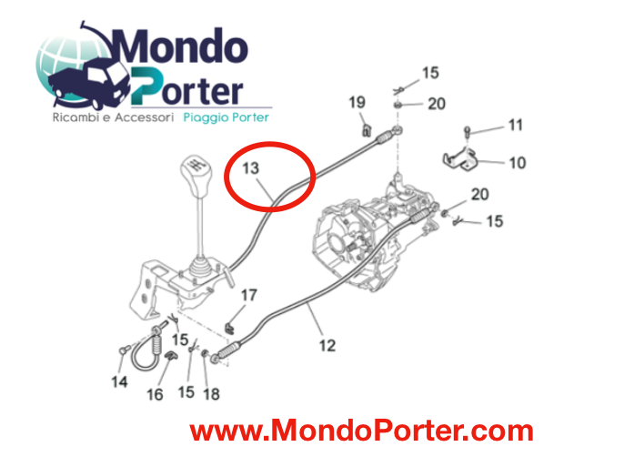 Cavo Trasmissione Cambio - Selezione - Piaggio Porter - Mondo Porter