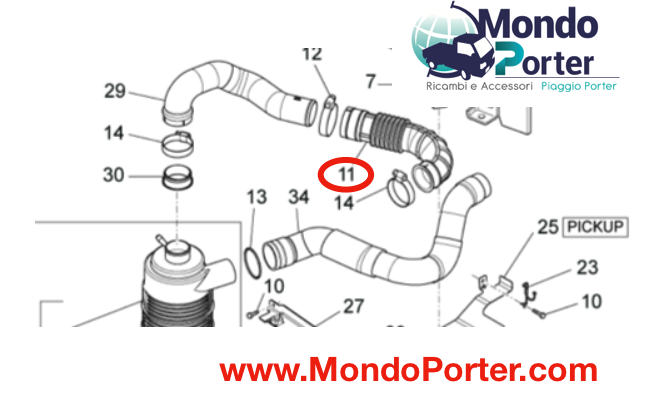 Tubo Aspirazione Aria Piaggio Porter Multitech - Mondo Porter