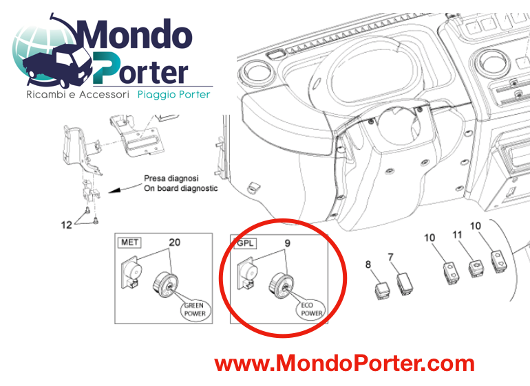 Interruttore Gpl - Eco Power Piaggio Porter - Mondo Porter