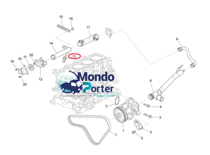 Sensore Temperatura Acqua Piaggio Porter Multitech B010196 - Mondo Porter