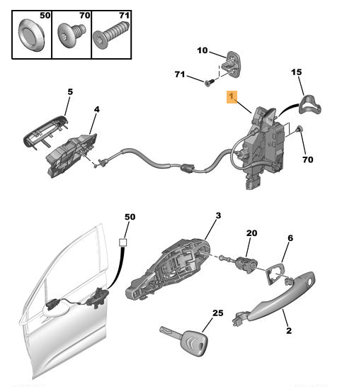 Serratura Anteriore Sinistra Citroen DS4 Dal 2009 Al 2017 Oe 9135HQ