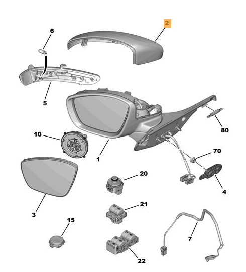Calotta Specchio Retrovisore Destra Citroen C3 Dal 2016 Oe 1607513080