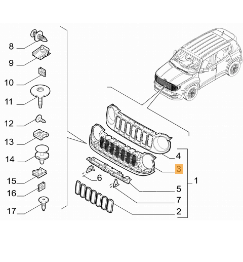 Griglia Radiatore Nera Jeep Renegade Dal 2014 Oe 735688562