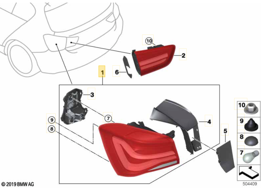 Fanale Posteriore Destro Led Bmw Serie 1 F20 2015 - 2019 Oe 63217359018