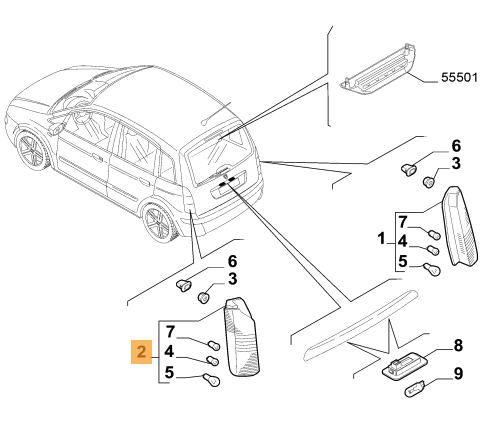 Fanale Posteriore Sinistro Lancia Musa 2004 - 2012 Oe 51732450