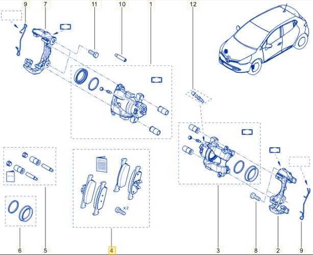 Serie Pastiglie Freno Anteriori Renault Clio IV - V 1.5 Oe 410604682R
