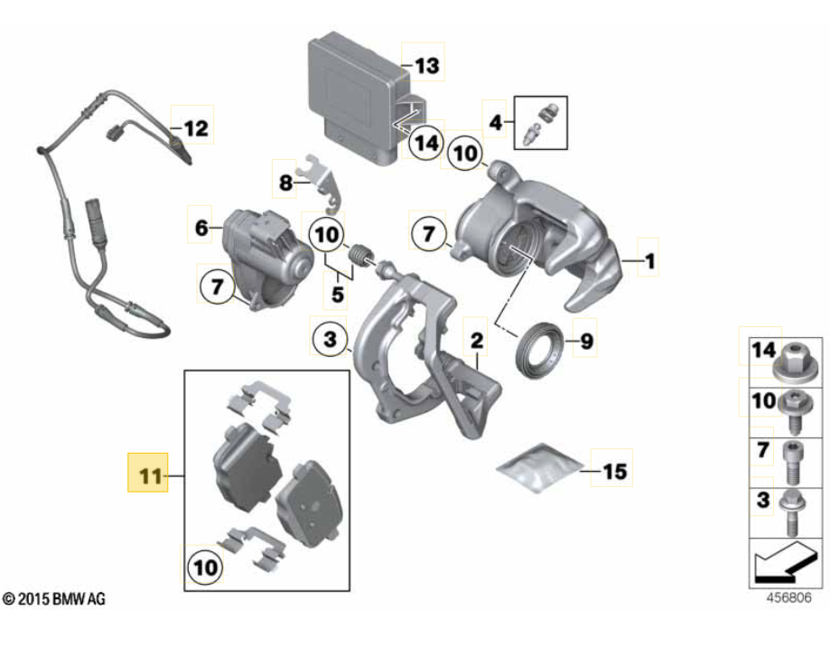 Serie Pastiglie Freno Posteriori BMW Serie 5 Touring F11 Brembo Oe 34218847062
