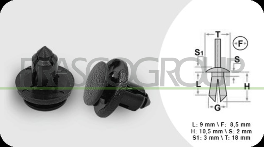 rivetti plastica 4 pezzi lunghezza 9 mm larghezza 2 mm testa 18 mm foro 8 5 mm nissan note 2006 2008 ty201cl01