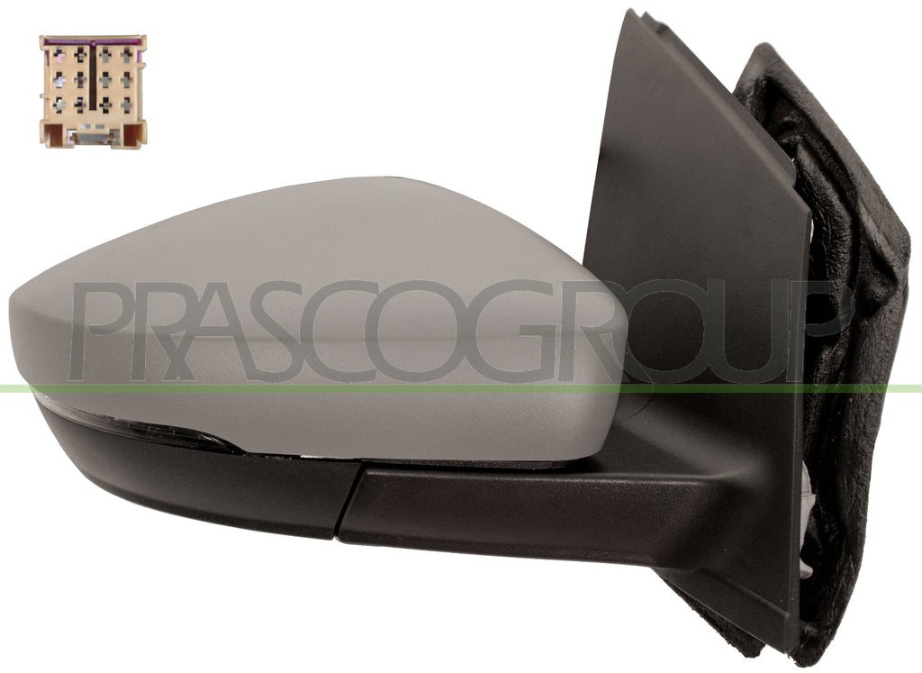 retrovisore destro a cavi con primer con fanale connettore quadrato convesso 2 pins mod 11 09 volkswagen polo 2009 2014 vg0237123p