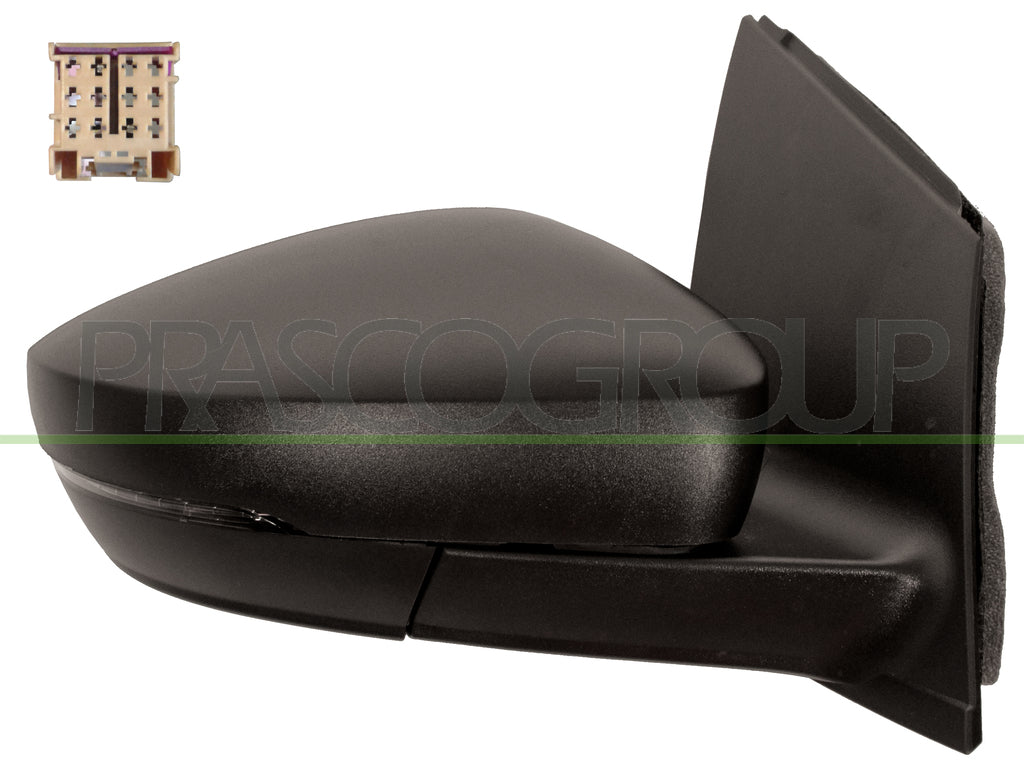 retrovisore destro elettrico nero termico con fanale convesso connettore quadrato 12h6p mod 11 09 volkswagen polo 2009 2014 vg0237133p