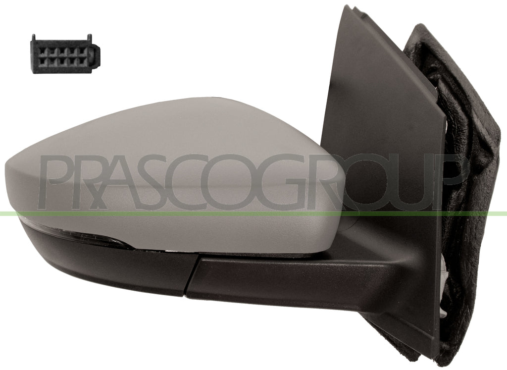 retrovisore destro elettrico con primer termico con fanale connettore rettangolare convesso 6 pins mod 12 09 volkswagen polo 2009 2014 vg0237145p