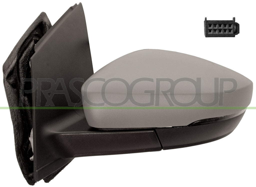 retrovisore sinistro elettrico con primer termico con fanale connettore rettangolare asferico 6 pins mod 12 09 volkswagen polo 2009 2014 vg0237146p
