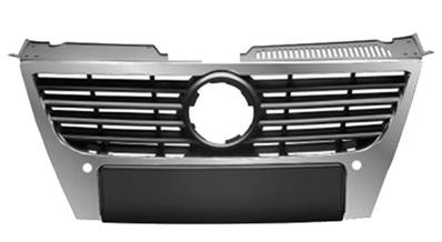 griglia radiatore con modanature cromate e fori pdc diametro logo 150mm volkswagen passat b6 2005 2010 vg0542031
