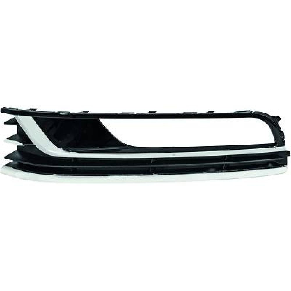 griglia sinistra paraurti anteriore nera lucida con sede fendi con modanatura cromata mod highline volkswagen passat b7 2010 2014 vg0552144