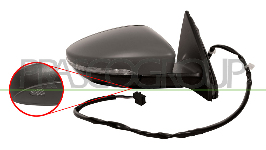 retrovisore destro elettrico termico con primer con fanale con luce cortesia convesso 7 pins volkswagen passat b7 2010 2014 vg0557313p