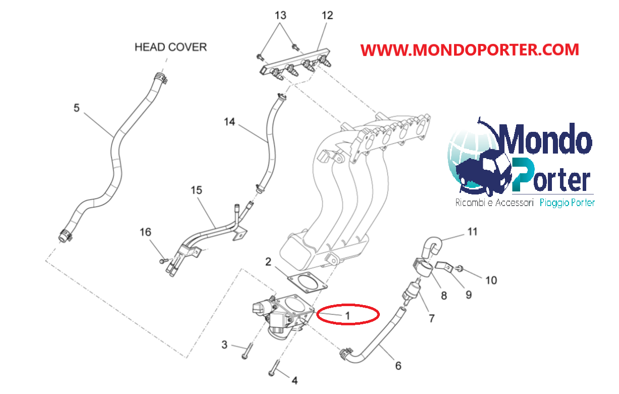 Corpo Farfallato Piaggio Porter Multitech E5 B010160 - Mondo Porter