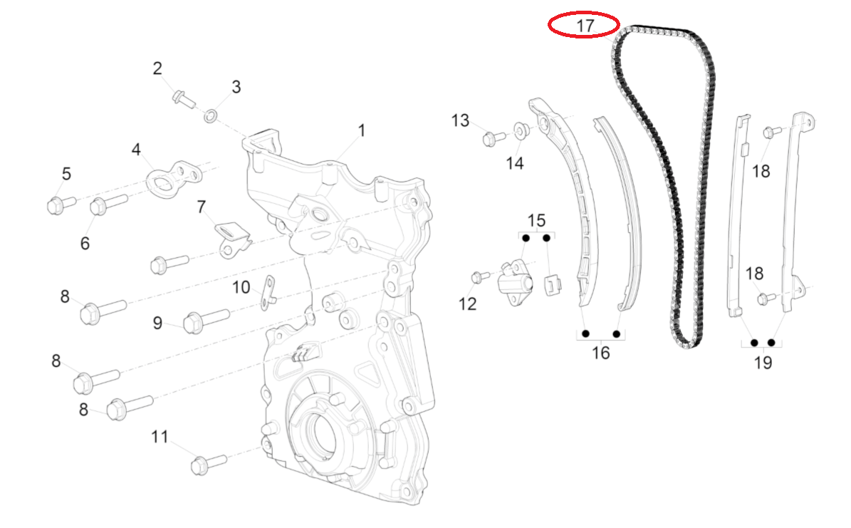 Catena di Distribuzione Piaggio Porter Multitech E6 2015-2017 1A005548 - Mondo Porter