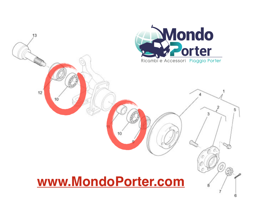 Cuscinetto Mozzo Anteriore Piaggio Porter 9004363242000 - Mondo Porter