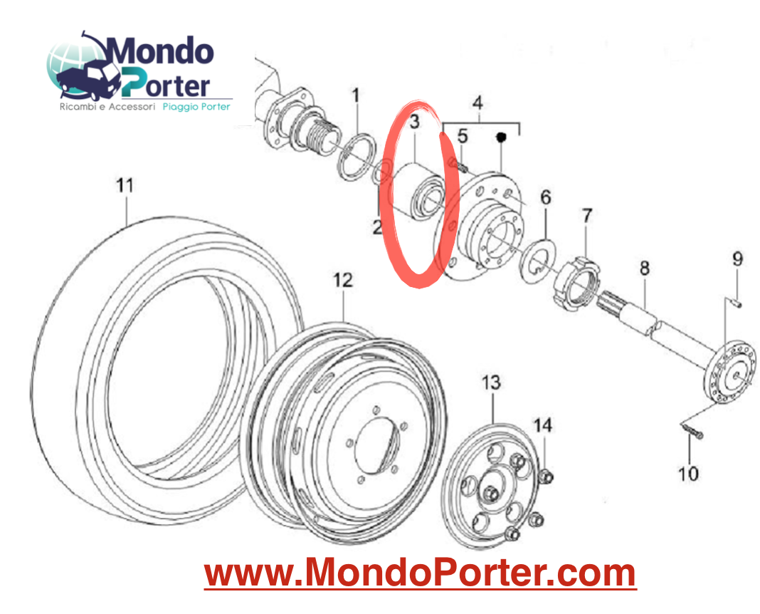 Cuscinetto Semiasse Posteriore Piaggio Porter Maxxi - Mondo Porter