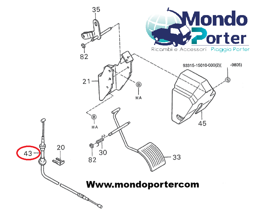 Filo Trasmissione Gas acceleratore Piaggio Porter Benzina 1.0 - Mondo Porter