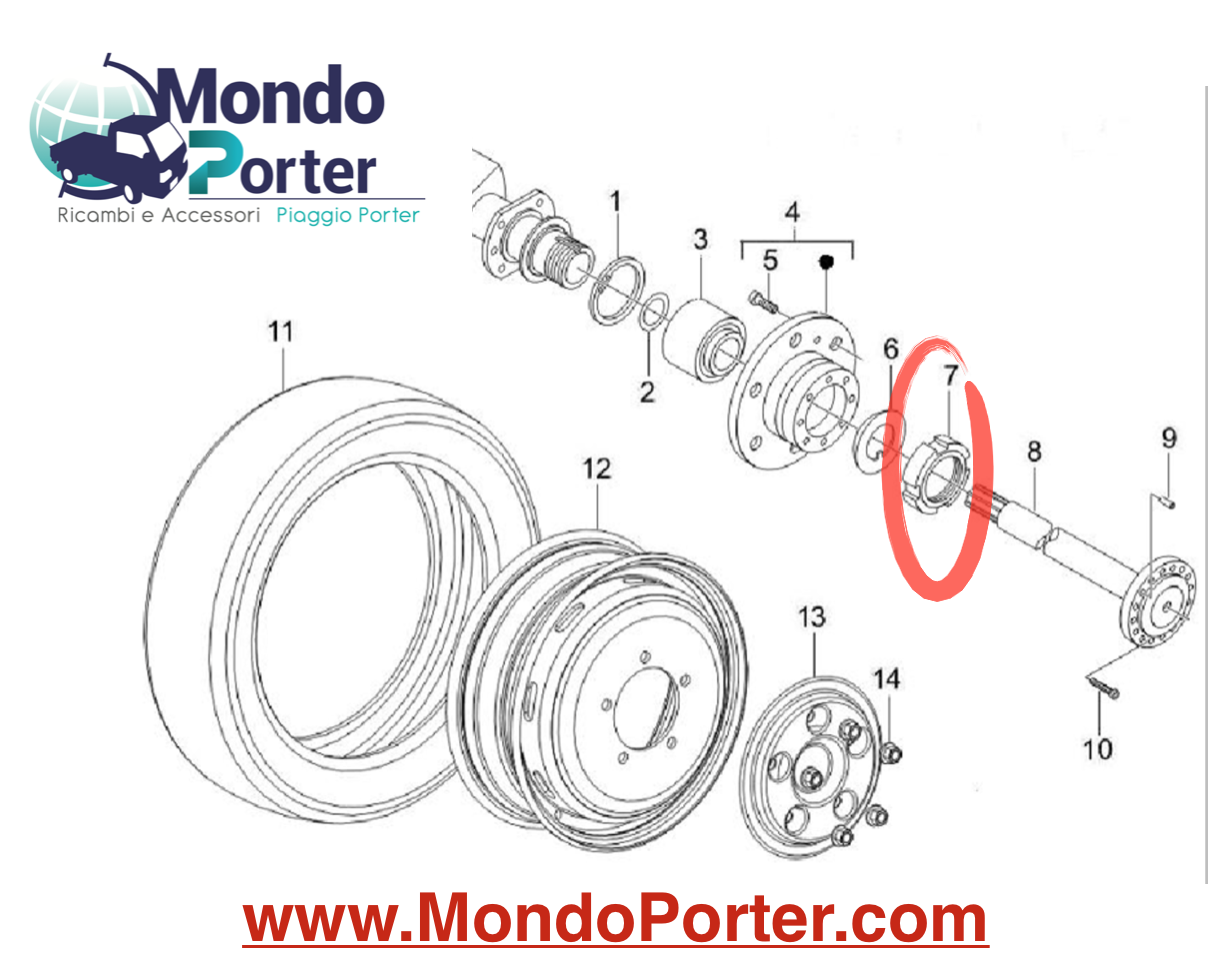 Ghiera Semiasse Posteriore Piaggio Porter Maxxi - Mondo Porter
