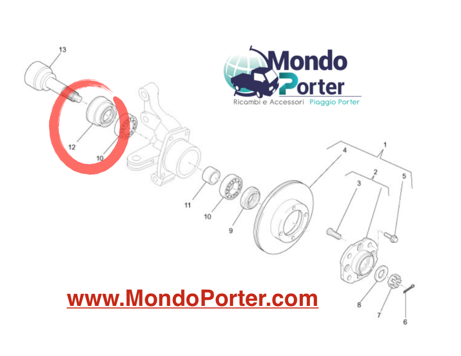 Paraolio Mozzo Anteriore Piaggio Porter 9004311201000 - Mondo Porter