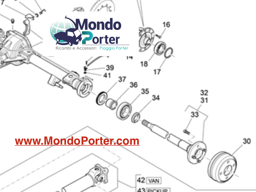 Distanziale Semiasse Posteriore Piaggio Porter - Mondo Porter