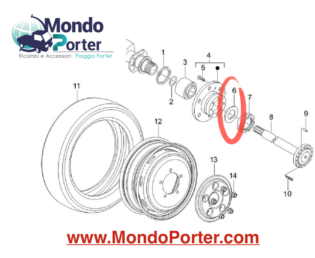 Rondella Ghiera Semiasse Posteriore Piaggio Porter Maxxi - Mondo Porter