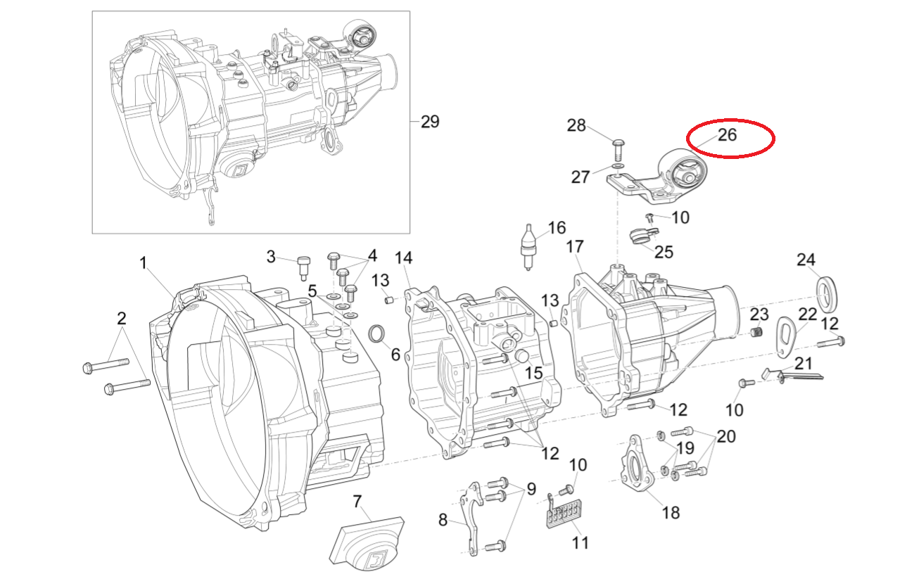 Supporto Cambio Piaggio Porter E6 2015-2017 1A005469 - Mondo Porter